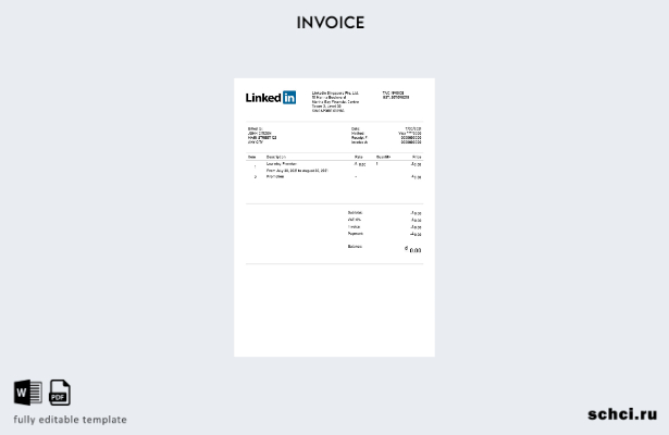 цифровая загрузка шаблона счета фактуры Linkedin США
